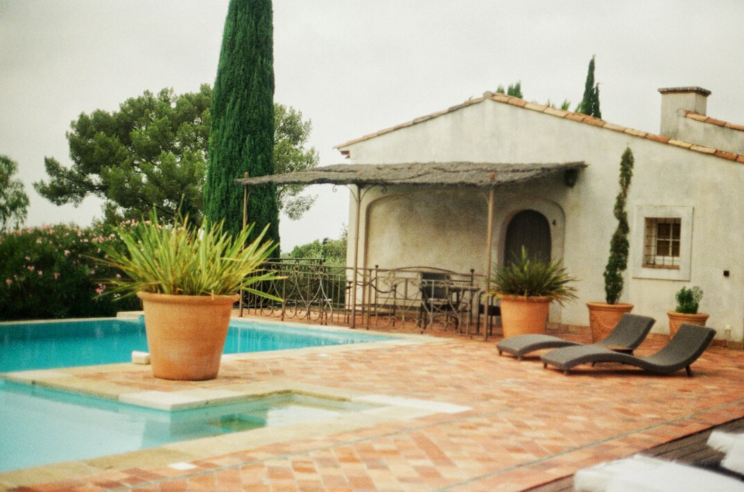 outdoor celebrity patio with pool